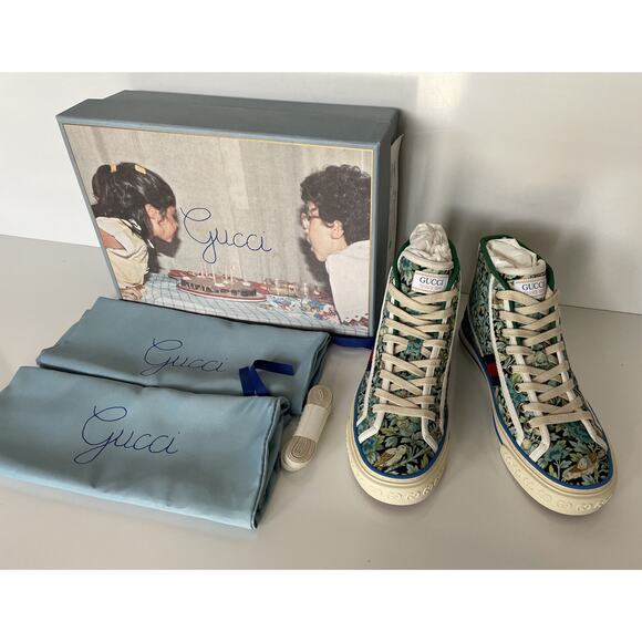 Gucci Floral Love Affair Tennis 77 High-top Sneakers 6.5 US (36.5 Eu) 627838 NIB - Picture 1 of 12